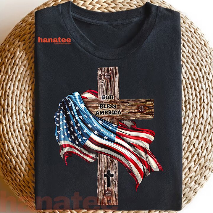 God Bless America Cross Flag