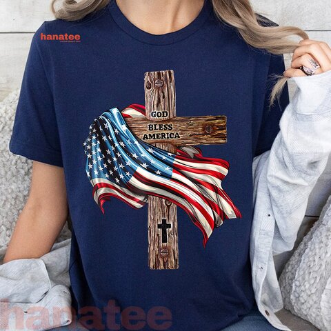 God Bless America Cross Flag