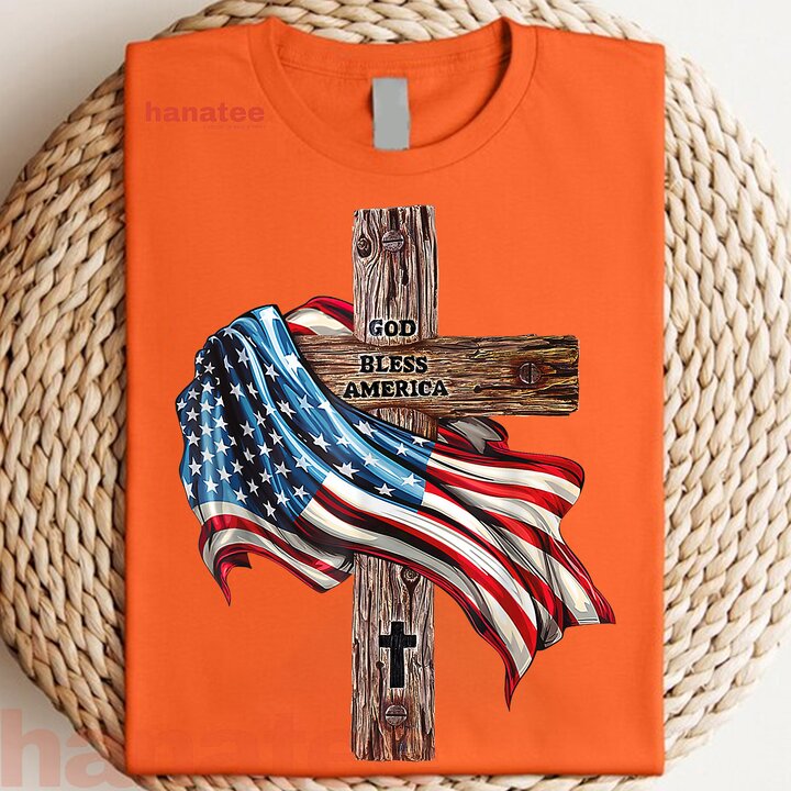 God Bless America Cross Flag
