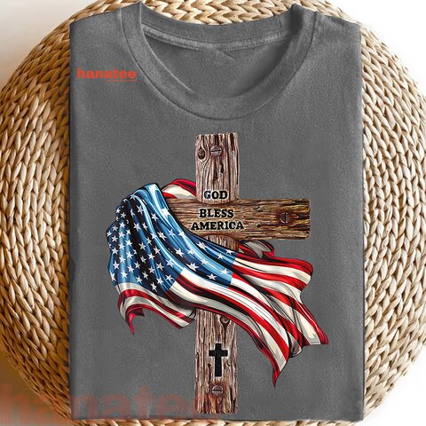 God Bless America Cross Flag