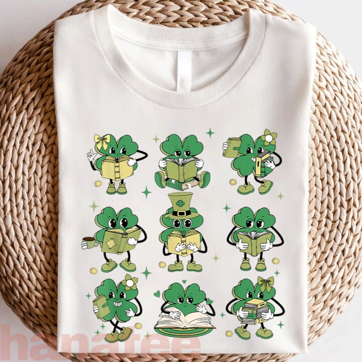 Cute Shamrock Reading Book Lover
