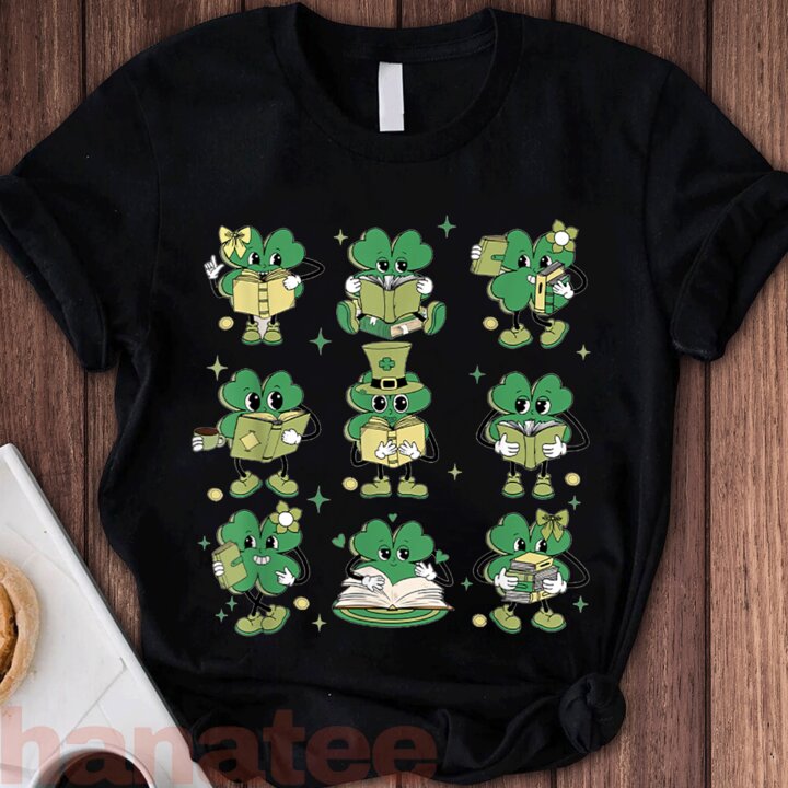 Cute Shamrock Reading Book Lover