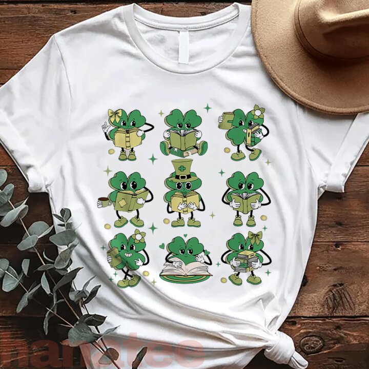 Cute Shamrock Reading Book Lover