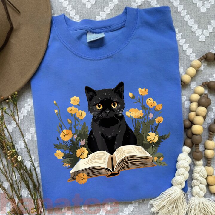 Cat Reading Book In Garden