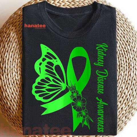 Green Ribbon Butterfly Kidney Disease Awareness
