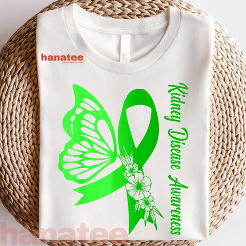 Green Ribbon Butterfly Kidney Disease Awareness