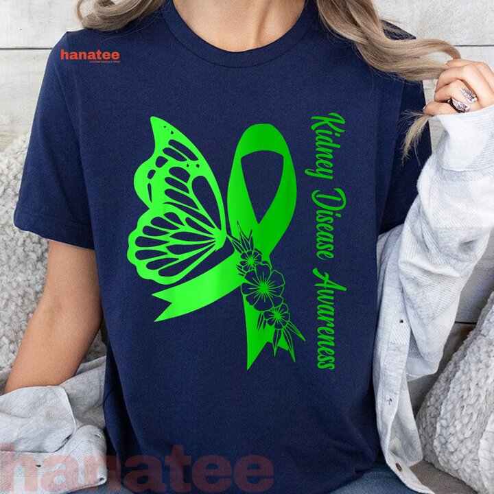 Green Ribbon Butterfly Kidney Disease Awareness