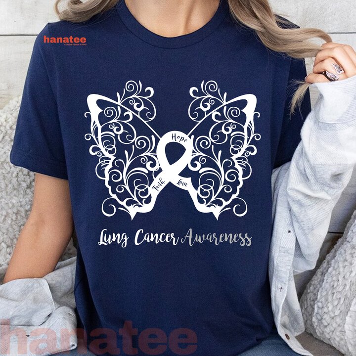 Hope Faith Love Butterfly Lung Cancer Awareness