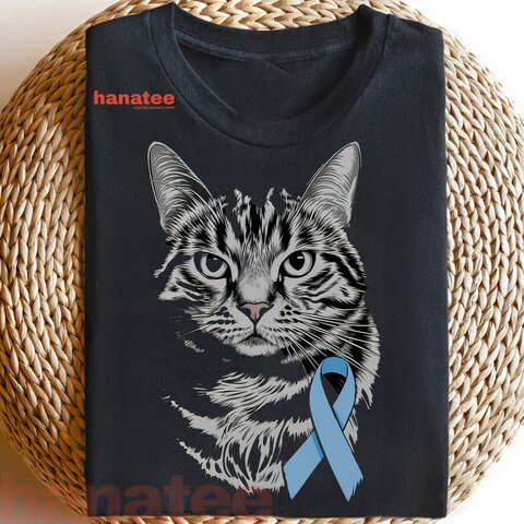 Cat Light Blue Ribbon Support Prostate Cancer Awareness