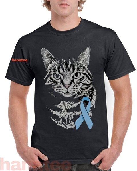 Cat Light Blue Ribbon Support Prostate Cancer Awareness