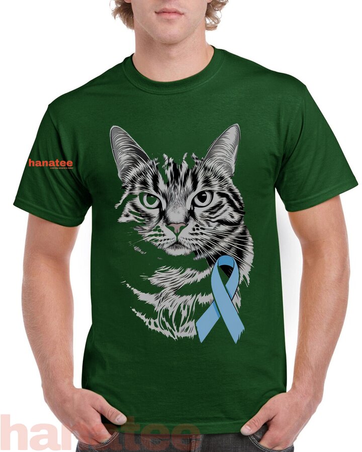 Cat Light Blue Ribbon Support Prostate Cancer Awareness