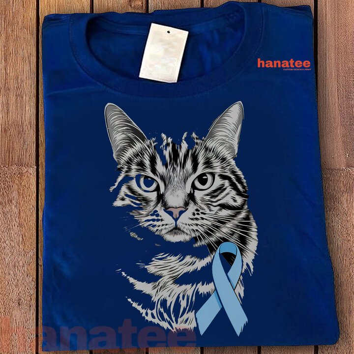 Cat Light Blue Ribbon Support Prostate Cancer Awareness