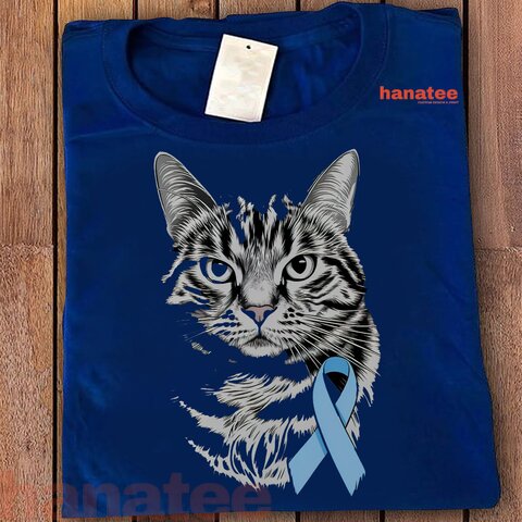 Cat Light Blue Ribbon Support Prostate Cancer Awareness