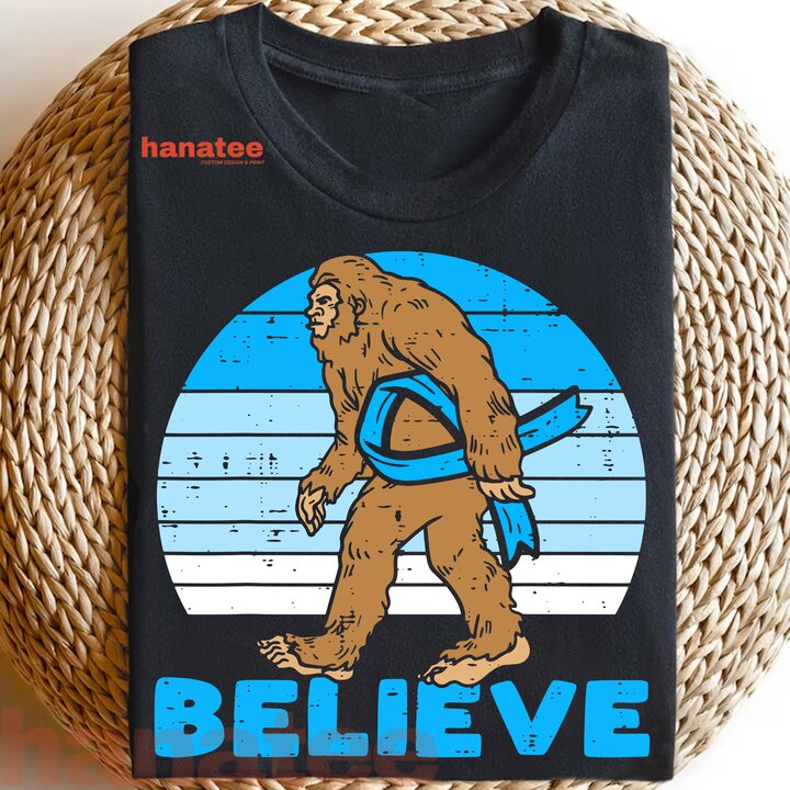 Bigfoot Sasquatch Light Blue Ribbon Prostate Cancer