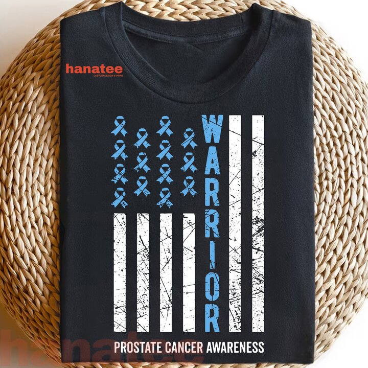 Warrior Light Blue Ribbon Prostate Cancer US Flag