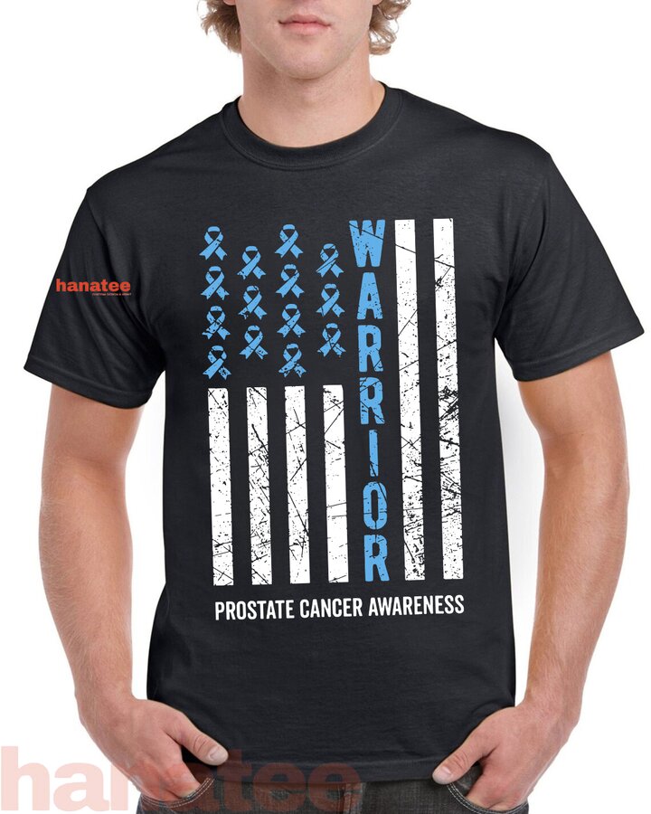 Warrior Light Blue Ribbon Prostate Cancer US Flag