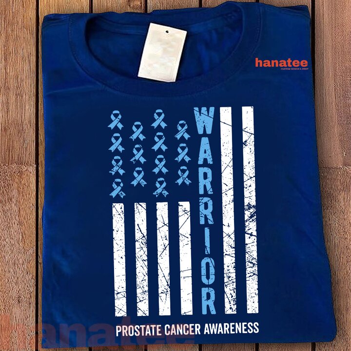 Warrior Light Blue Ribbon Prostate Cancer US Flag