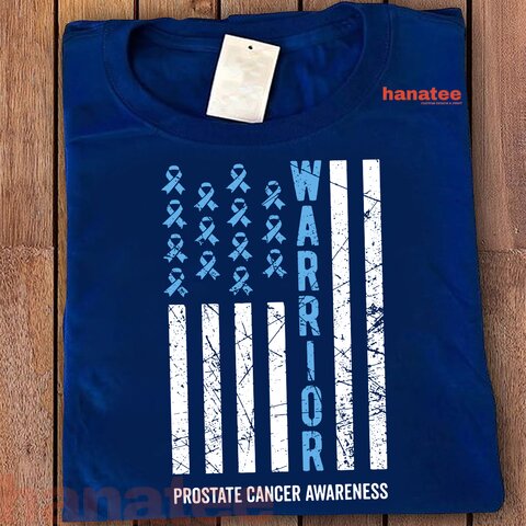 Warrior Light Blue Ribbon Prostate Cancer US Flag