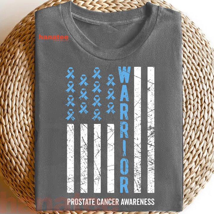 Warrior Light Blue Ribbon Prostate Cancer US Flag