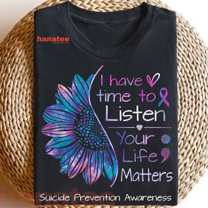Sunflower Teal & Purple Ribbon Suicide Prevention Awareness