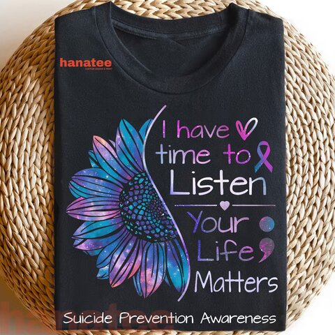 Sunflower Teal & Purple Ribbon Suicide Prevention Awareness