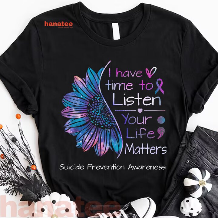 Sunflower Teal & Purple Ribbon Suicide Prevention Awareness