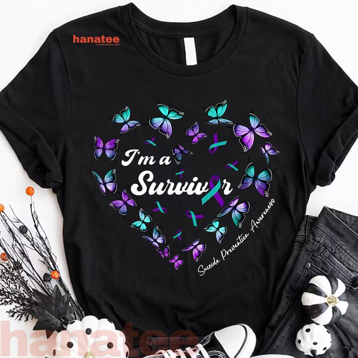 I'm A Survivor Suicide Prevention Butterfly Heart