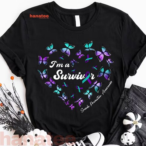 I'm A Survivor Suicide Prevention Butterfly Heart