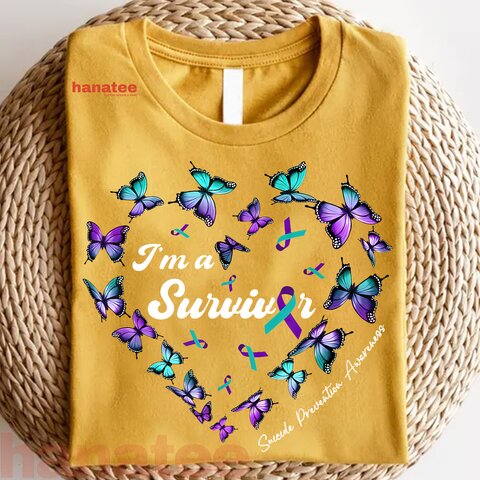 I'm A Survivor Suicide Prevention Butterfly Heart