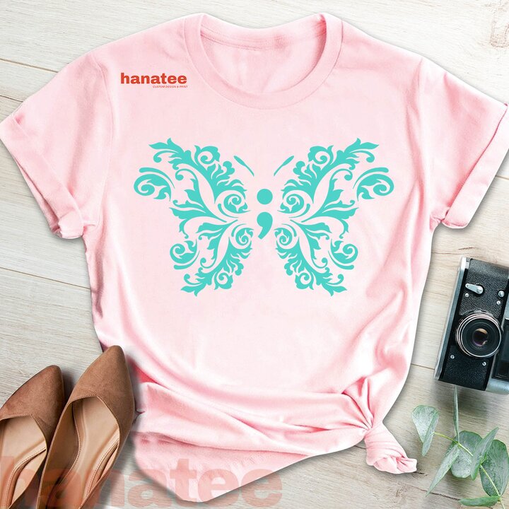 Butterfly Semicolon Suicide Prevention Teal Awareness
