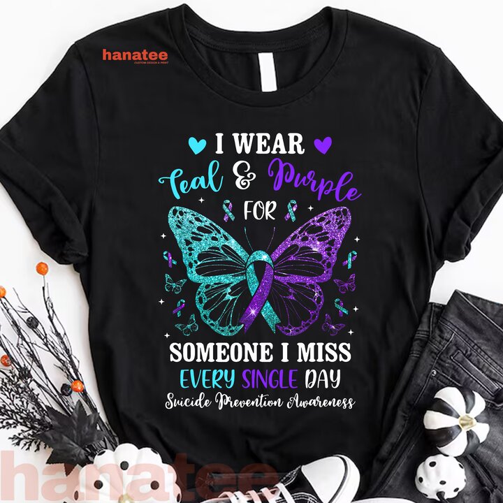 I Wear Teal  Purple Suicide Prevention Awareness