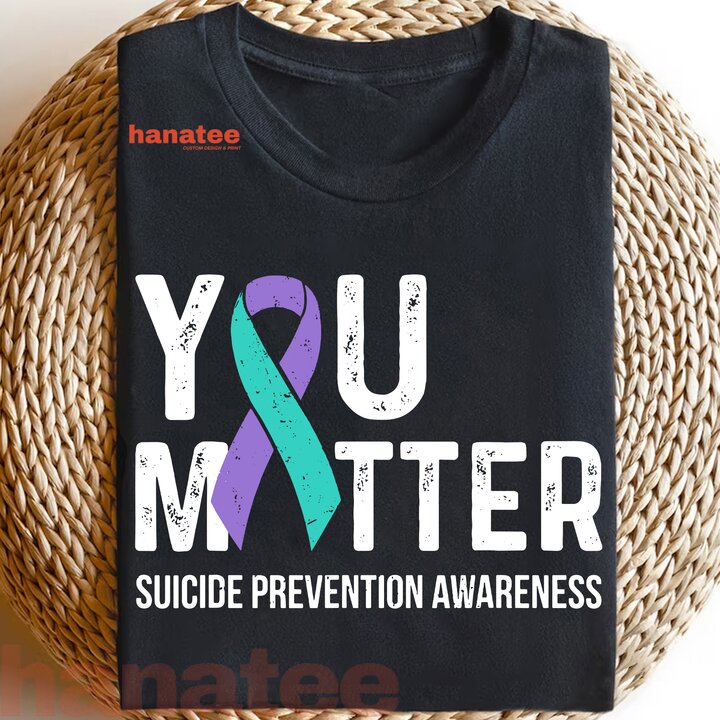 Teal Purple Ribbon You Matter Suicide Prevention Awareness
