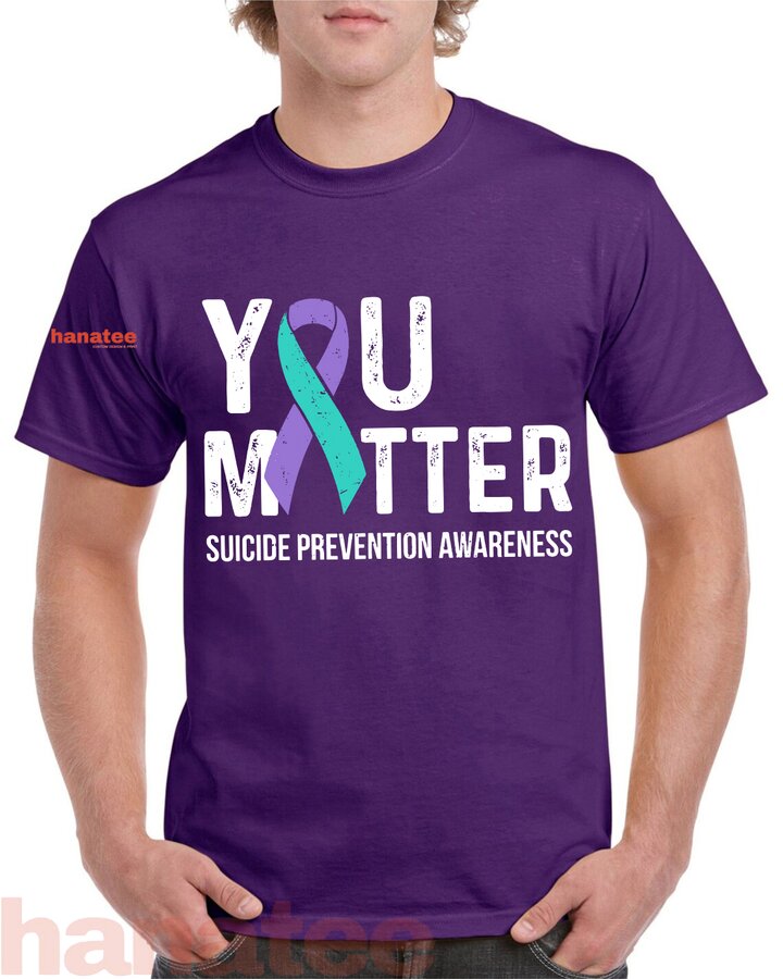 Teal Purple Ribbon You Matter Suicide Prevention Awareness