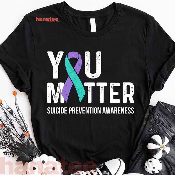Teal Purple Ribbon You Matter Suicide Prevention Awareness