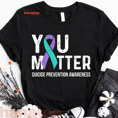 Teal Purple Ribbon You Matter Suicide Prevention Awareness