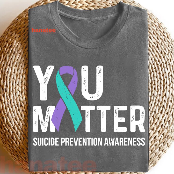 Teal Purple Ribbon You Matter Suicide Prevention Awareness
