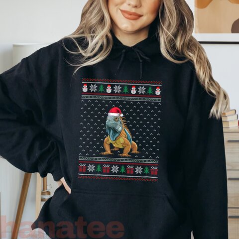 Iguana Wearing Santa Hat Ugly Xmas  
