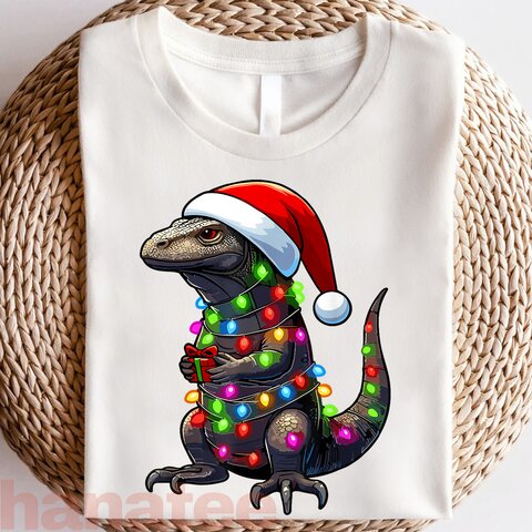 Komodo Dragon Wearing Santa Hat 