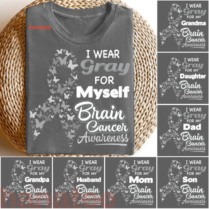 Custom Name-I Wear Grey For Brain Cancer Awareness