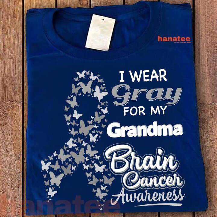 Custom Name-I Wear Grey For Brain Cancer Awareness