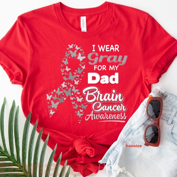 Custom Name-I Wear Grey For Brain Cancer Awareness