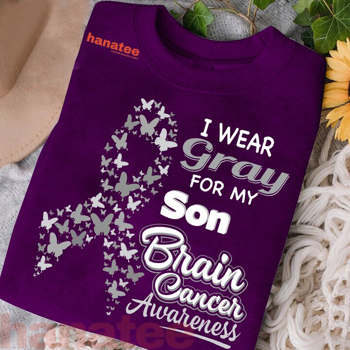 Custom Name-I Wear Grey For Brain Cancer Awareness