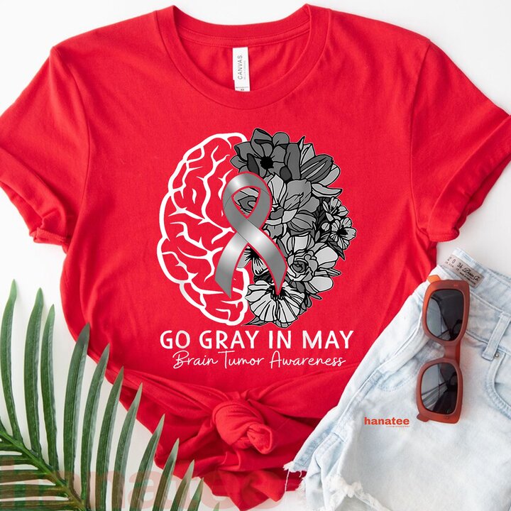 Go Grey In May Floral Brain Tumor Awareness