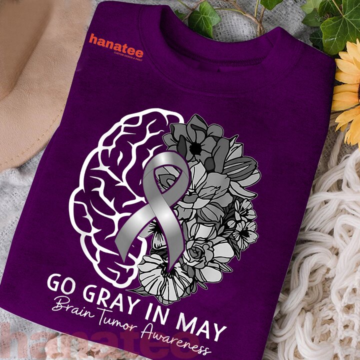 Go Grey In May Floral Brain Tumor Awareness