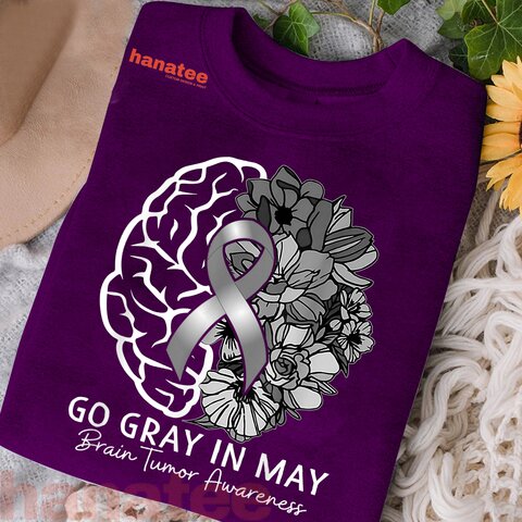 Go Grey In May Floral Brain Tumor Awareness