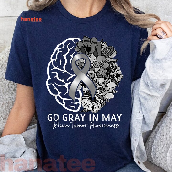 Go Grey In May Floral Brain Tumor Awareness