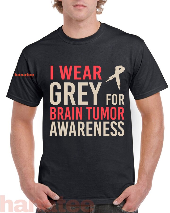 I Wear Grey For Brain Tumor Awareness Redtext