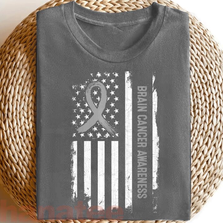 Brain Cancer Awareness American Flag  