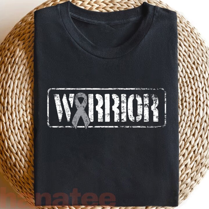Grey Military Ribbon Brain Cancer Warrior