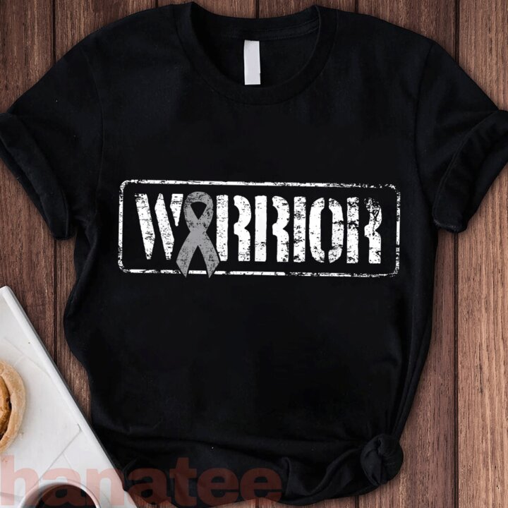 Grey Military Ribbon Brain Cancer Warrior